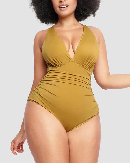 Crisscross Wide Strap One-Piece Swimwear