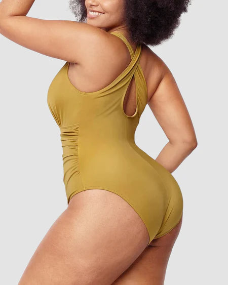 Crisscross Wide Strap One-Piece Swimwear
