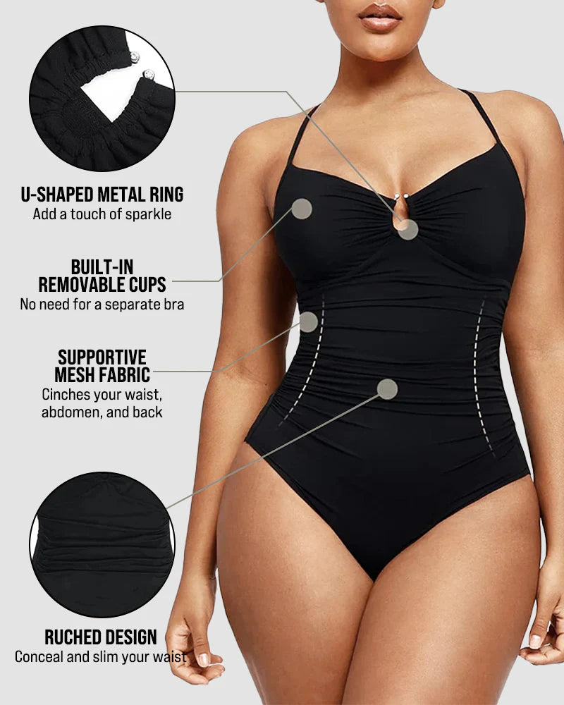 SculptEase U-Ring Ruched Shaping Swimsuit