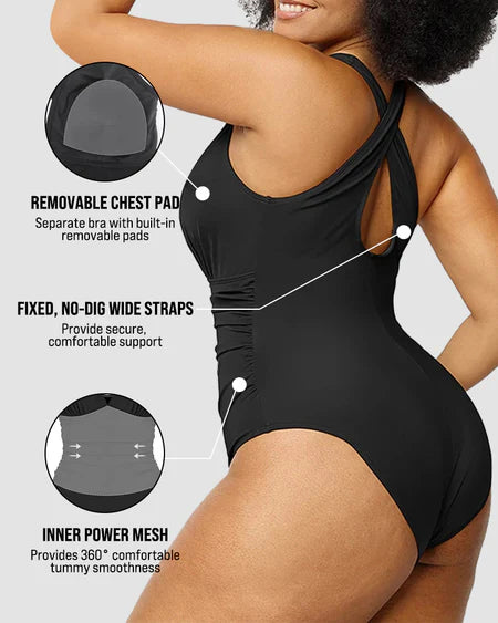 Crisscross Wide Strap One-Piece Swimwear