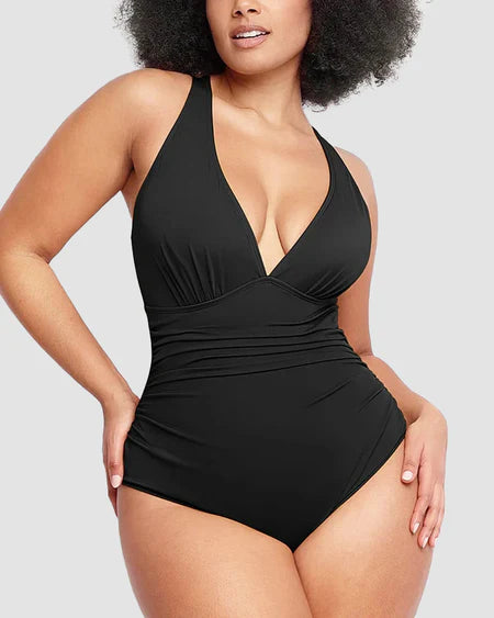 Crisscross Wide Strap One-Piece Swimwear
