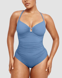 SculptEase U-Ring Ruched Shaping Swimsuit