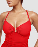 SculptEase U-Ring Ruched Shaping Swimsuit